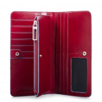 Portafoglio donna 4soffietti chiuso da zip BLUE SQUARE ROSSO